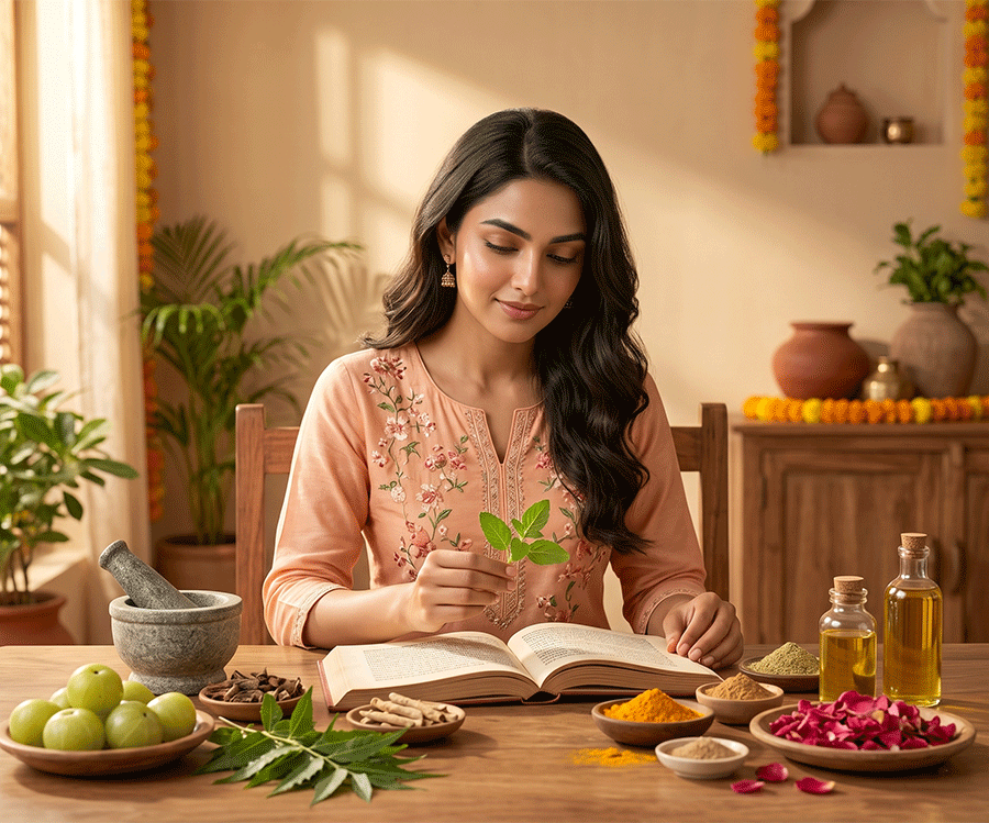 Parijat Blooms philosophy of Ayurvedic wellness, edible-grade skincare, conscious beauty, and traditional herbal ingredients.