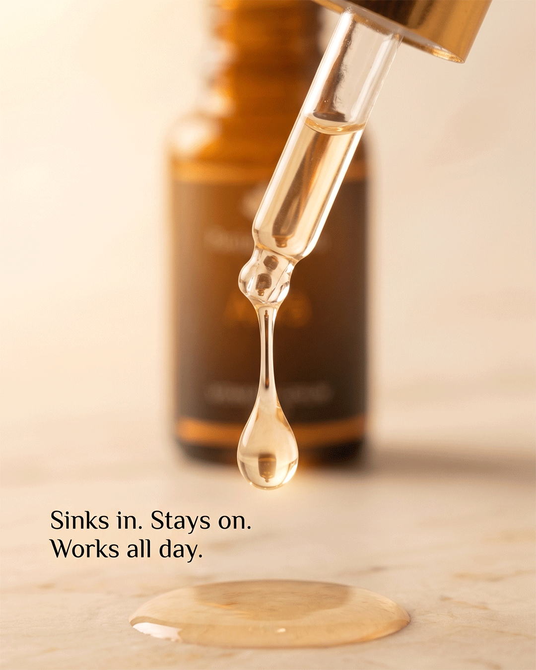 Aura Vitamin C Serum face serum texture closeup — feel the bright clean modern skin brightening anti oxidant glow even skin tone formula by Parijat Blooms