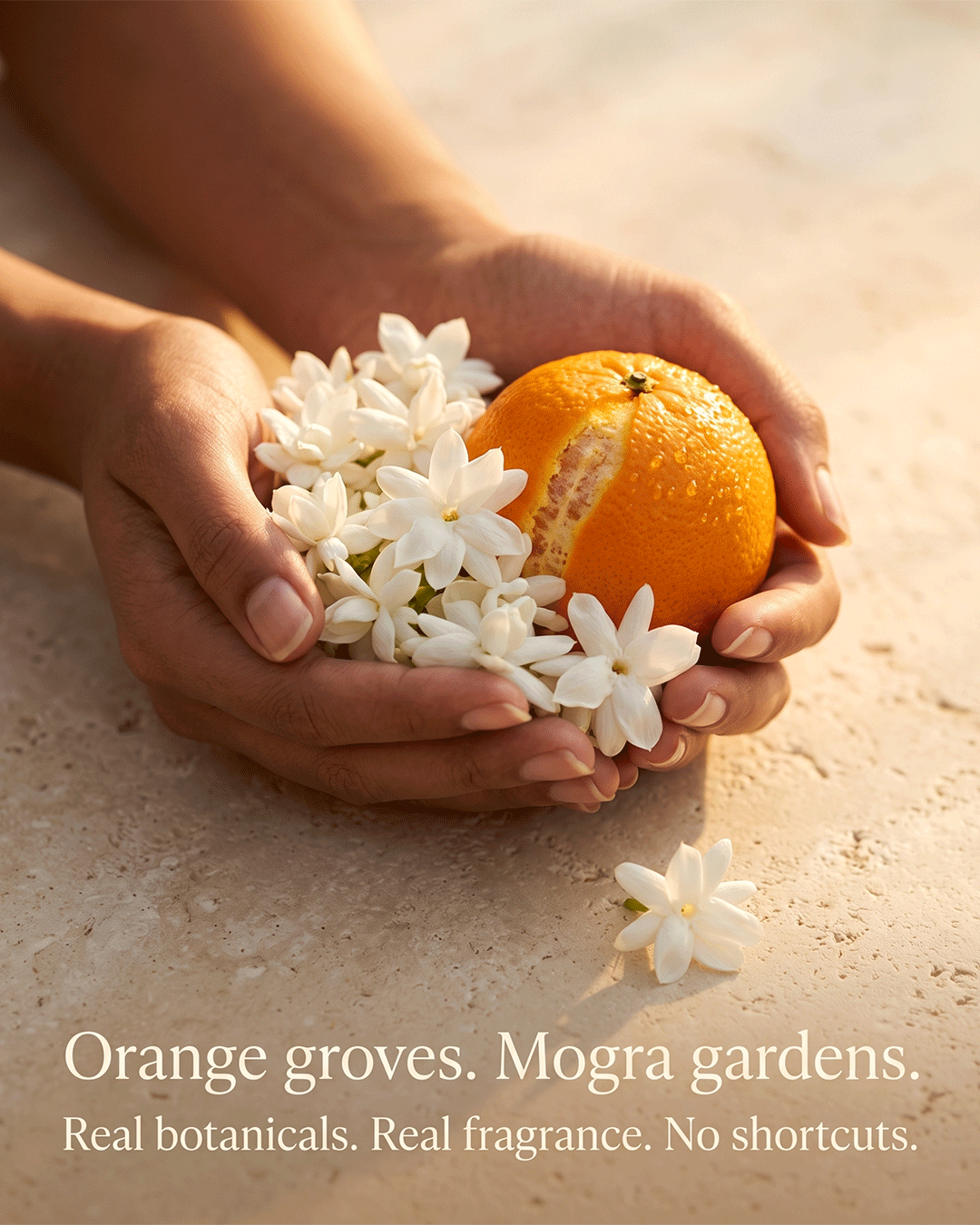 Elikzir Orange Mogra Perfume Balm ingredient orange mogra essential source and craft — small batch handcrafted perfume balm Parijat Blooms
