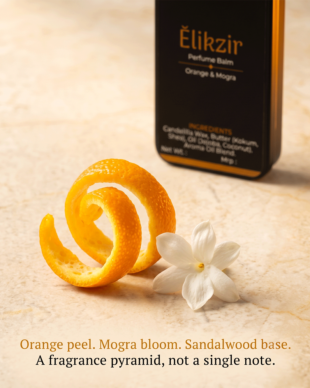 Ĕlikzir Orange Mogra Perfume Balm