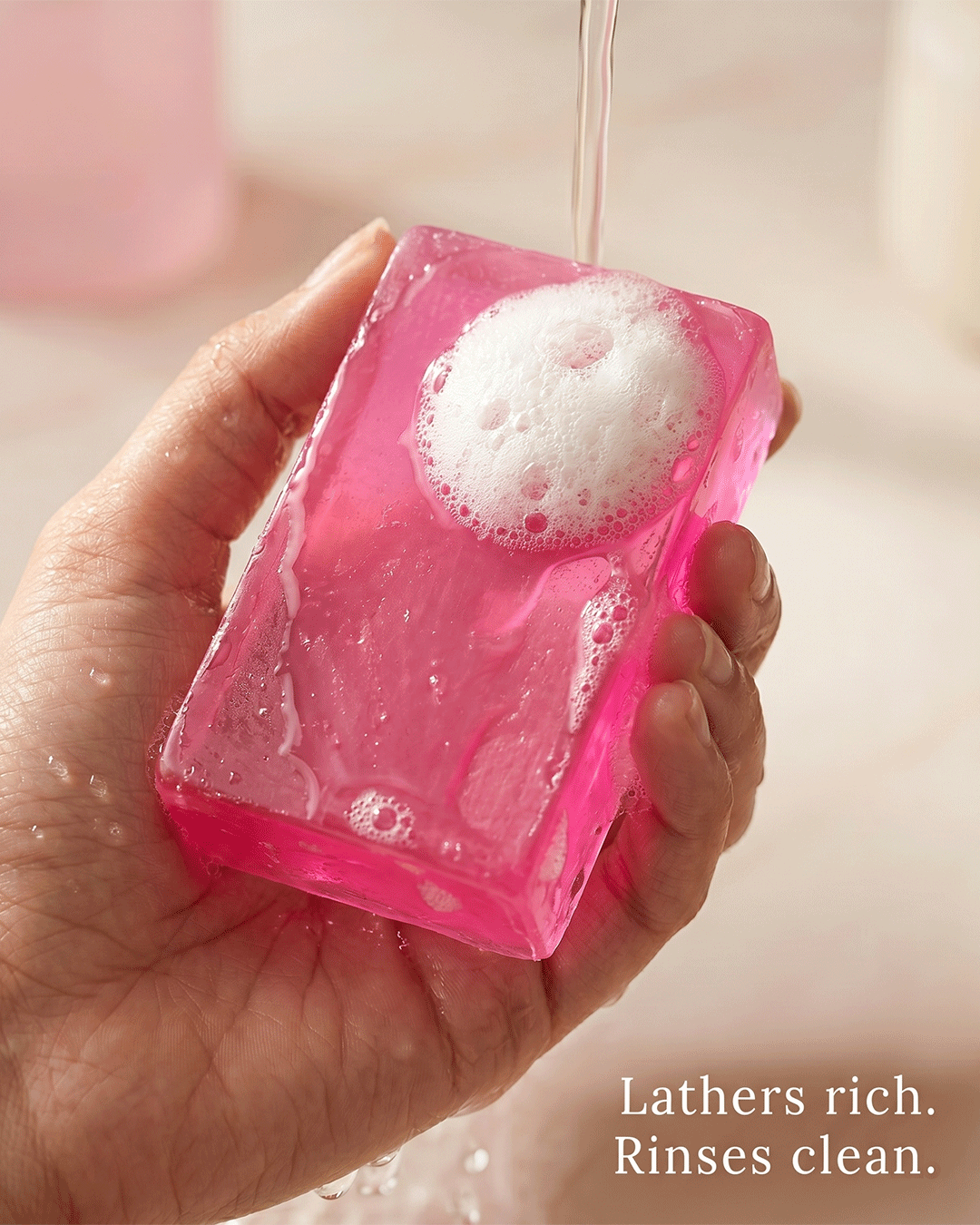 Gulab Handcrafted Bath Bar soap texture closeup — feel the floral luxury moisturising rose cleansing formula by Parijat Blooms