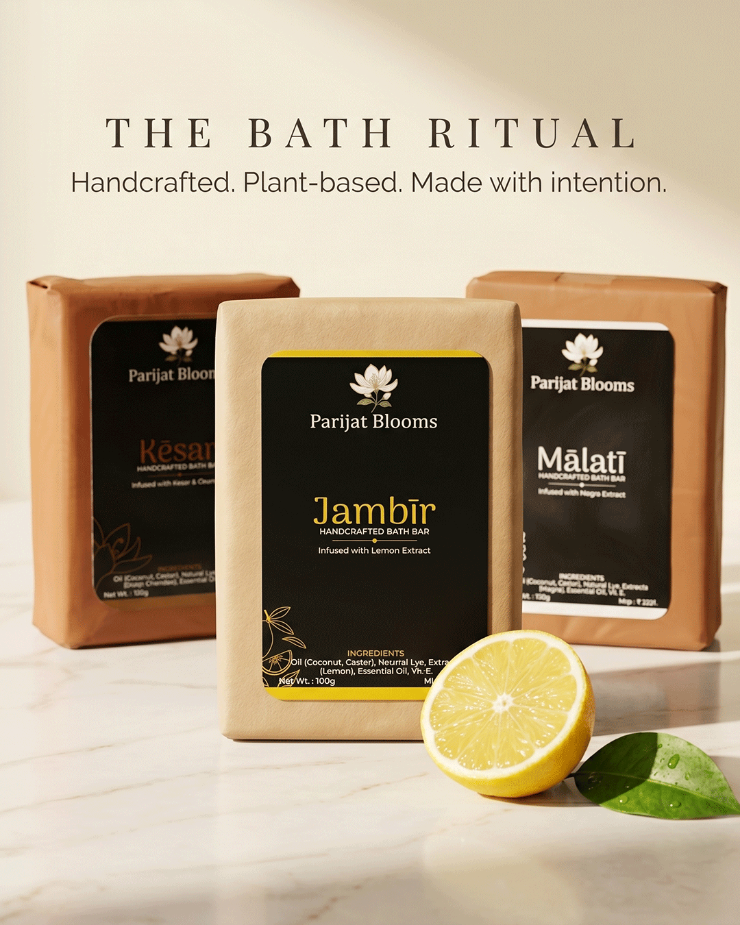 Parijat Blooms soap ritual range — Jambir Handcrafted Bath Bar and complementary products skincare routine India