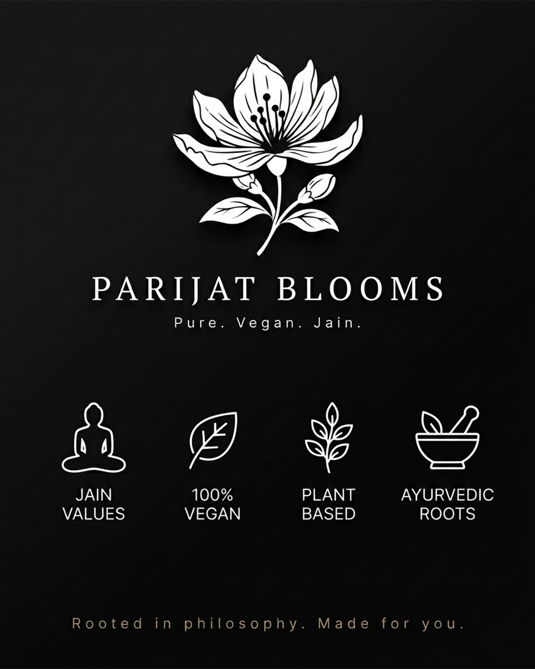 Parijat Blooms brand philosophy — Jain Vegan Plant Based Ayurvedic bath salt India
