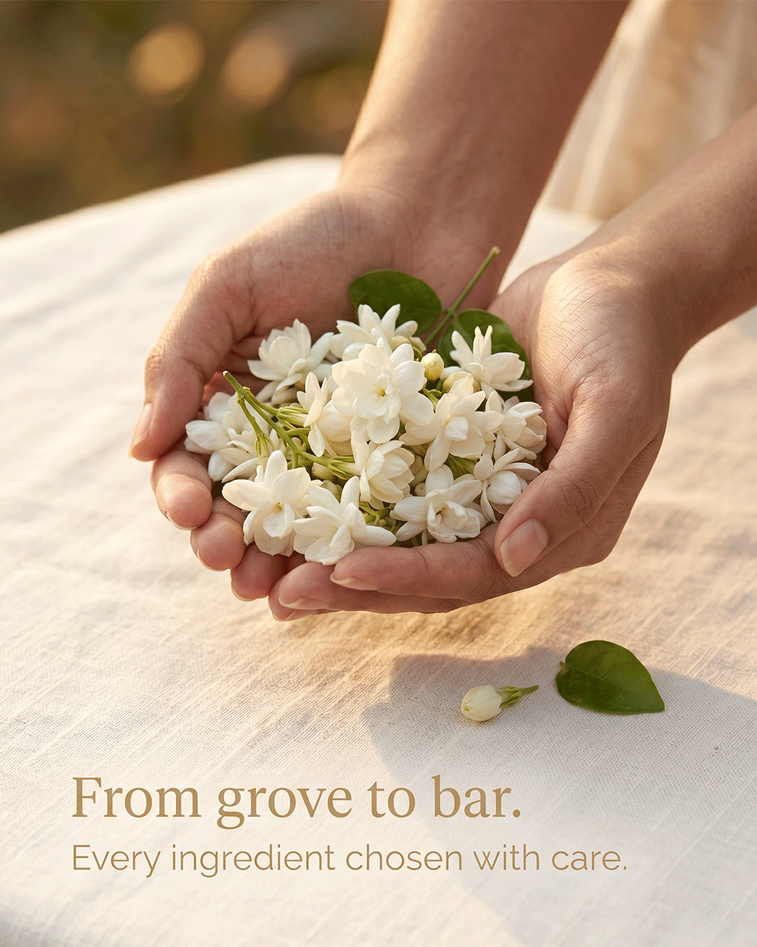 Malati Handcrafted Bath Bar ingredient mogra essential oil source and craft — small batch handcrafted soap Parijat Blooms