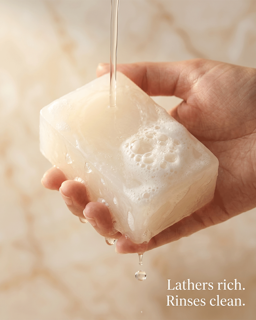 Malati Handcrafted Bath Bar soap texture closeup — feel the mogra floral ritual aromatic floral cleansing formula by Parijat Blooms