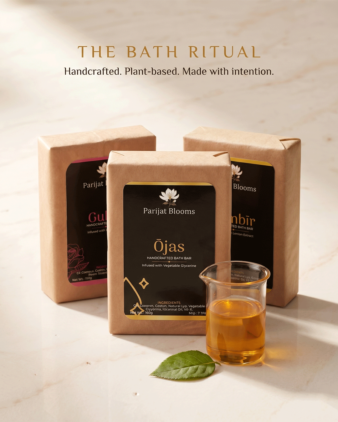 Parijat Blooms soap ritual range — Ojas Handcrafted Bath Bar and complementary products skincare routine India
