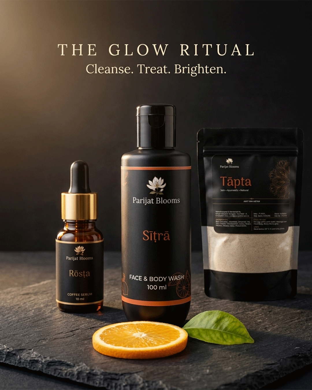 Parijat Blooms face body wash ritual range — Sitra Face Body Wash and complementary products skincare routine India
