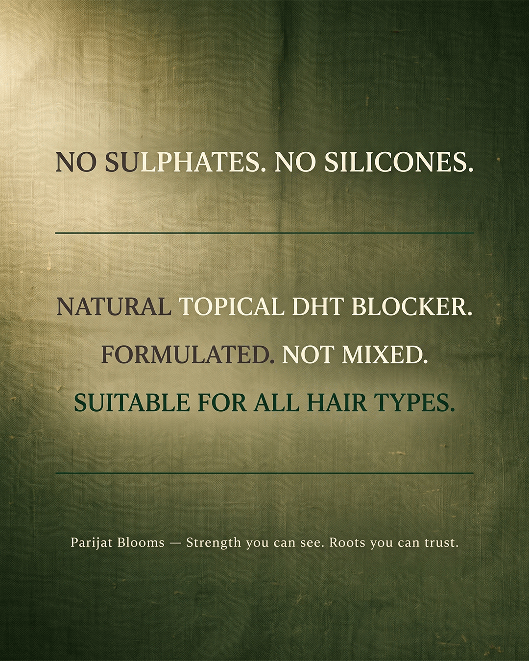 Sthirā natural topical DHT blocker claims — sulphate free silicone free hair pack Parijat Blooms India