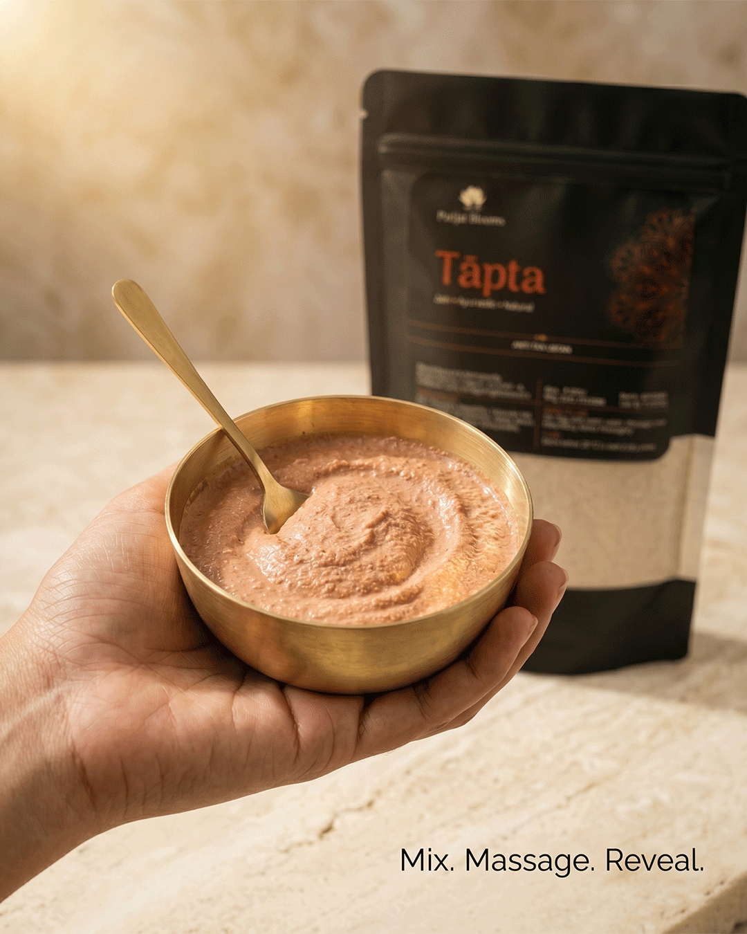 Tapta Red Sandalwood Ubtan Skin Mask ubtan skin mask texture closeup — feel the earthy ayurvedic healing de pigmentation skin brightening anti inflammatory formula by Parijat Blooms