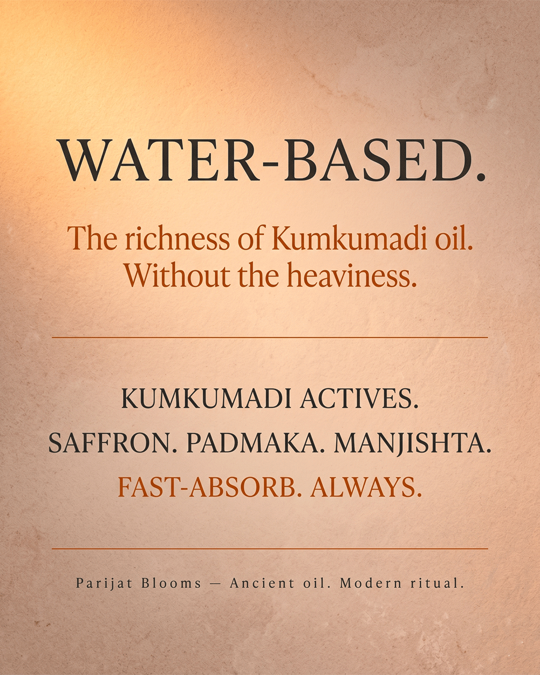 Tejas Kumkumadi Face Serum handcrafted small batch face serum — plant based Jain Vegan natural claims Parijat Blooms India